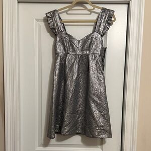 Baby doll Silver Metallic Mini Dress